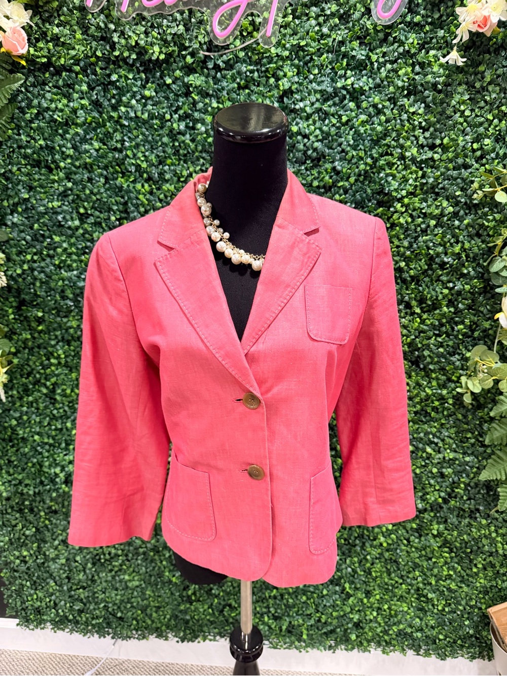 LOFT Red Blazer with Patch Pockets